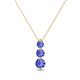 1 - Kesha (3.4mm) Round Tanzanite Graduated Three Stone Drop Pendant 