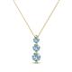 1 - Kesha (3.4mm) Round Aquamarine Graduated Three Stone Drop Pendant 