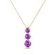 1 - Kesha (3.4mm) Round Amethyst Graduated Three Stone Drop Pendant 