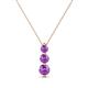 1 - Kesha (3.4mm) Round Amethyst Graduated Three Stone Drop Pendant 