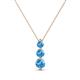 1 - Kesha (3.4mm) Round Blue Topaz Graduated Three Stone Drop Pendant 