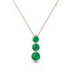 1 - Kesha (3.4mm) Round Emerald Graduated Three Stone Drop Pendant 