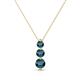1 - Kesha (3.4mm) Round Blue Diamond Graduated Three Stone Drop Pendant 
