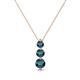 1 - Kesha (3.4mm) Round Blue Diamond Graduated Three Stone Drop Pendant 
