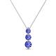 1 - Kesha (3.4mm) Round Tanzanite Graduated Three Stone Drop Pendant 