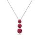 1 - Kesha (3.4mm) Round Ruby Graduated Three Stone Drop Pendant 