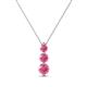 1 - Kesha (3.4mm) Round Pink Tourmaline Graduated Three Stone Drop Pendant 
