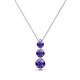 1 - Kesha (3.4mm) Round Iolite Graduated Three Stone Drop Pendant 
