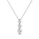 1 - Kesha (3.4mm) Round White Sapphire Graduated Three Stone Drop Pendant 