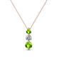 1 - Kesha (3.4mm) Round Peridot and Diamond Graduated Three Stone Drop Pendant 