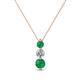 1 - Kesha (3.4mm) Round Emerald and Diamond Graduated Three Stone Drop Pendant 