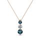 1 - Kesha (3.4mm) Round Blue and White Diamond Graduated Three Stone Drop Pendant 