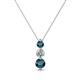 1 - Kesha (3.4mm) Round Blue Diamond and White Lab Grown Diamond Graduated Three Stone Drop Pendant 