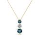 1 - Kesha (3.4mm) Round Blue Diamond and White Lab Grown Diamond Graduated Three Stone Drop Pendant 