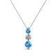 1 - Kesha (3.4mm) Round Blue Topaz and Lab Grown Diamond Graduated Three Stone Drop Pendant 