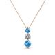 1 - Kesha (3.4mm) Round Blue Topaz and Lab Grown Diamond Graduated Three Stone Drop Pendant 