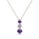 1 - Kesha (3.4mm) Round Iolite and Lab Grown Diamond Graduated Three Stone Drop Pendant 