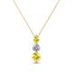 1 - Kesha (3.4mm) Round Yellow Sapphire and Lab Grown Diamond Graduated Three Stone Drop Pendant 