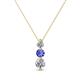 1 - Kesha (3.4mm) Round Tanzanite and Diamond Graduated Three Stone Drop Pendant 