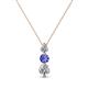 1 - Kesha (3.4mm) Round Tanzanite and Diamond Graduated Three Stone Drop Pendant 