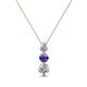 1 - Kesha (3.4mm) Round Iolite and Diamond Graduated Three Stone Drop Pendant 