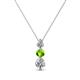1 - Kesha (3.4mm) Round Peridot and Diamond Graduated Three Stone Drop Pendant 