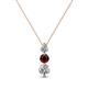 1 - Kesha (3.4mm) Round Red Garnet and Diamond Graduated Three Stone Drop Pendant 