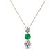 1 - Kesha (3.4mm) Round Emerald and Diamond Graduated Three Stone Drop Pendant 