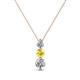 1 - Kesha (3.4mm) Round Yellow Sapphire and Diamond Graduated Three Stone Drop Pendant 