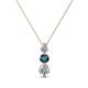 1 - Kesha (3.4mm) Round Blue and White Diamond Graduated Three Stone Drop Pendant 