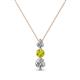 1 - Kesha (3.4mm) Round Yellow and White Diamond Graduated Three Stone Drop Pendant 