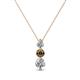 1 - Kesha (3.4mm) Round Smoky Quartz and Diamond Graduated Three Stone Drop Pendant 
