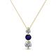 1 - Kesha (3.4mm) Round Blue Sapphire and Diamond Graduated Three Stone Drop Pendant 