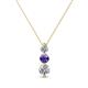 1 - Kesha (3.4mm) Round Iolite and Diamond Graduated Three Stone Drop Pendant 