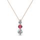 1 - Kesha (3.4mm) Round Rhodolite Garnet and Diamond Graduated Three Stone Drop Pendant 