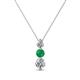 1 - Kesha (3.4mm) Round Emerald and Diamond Graduated Three Stone Drop Pendant 