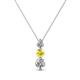 1 - Kesha (3.4mm) Round Yellow Sapphire and Diamond Graduated Three Stone Drop Pendant 