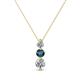 1 - Kesha (3.4mm) Round Blue and White Diamond Graduated Three Stone Drop Pendant 