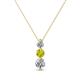 1 - Kesha (3.4mm) Round Yellow and White Diamond Graduated Three Stone Drop Pendant 
