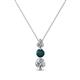 1 - Kesha (3.4mm) Round London Blue Topaz and Diamond Graduated Three Stone Drop Pendant 