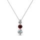 1 - Kesha (3.4mm) Round Red Garnet and Diamond Graduated Three Stone Drop Pendant 