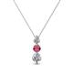 1 - Kesha (3.4mm) Round Rhodolite Garnet and Diamond Graduated Three Stone Drop Pendant 
