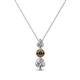 1 - Kesha (3.4mm) Round Smoky Quartz and Diamond Graduated Three Stone Drop Pendant 