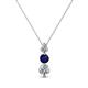 1 - Kesha (3.4mm) Round Blue Sapphire and Diamond Graduated Three Stone Drop Pendant 