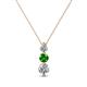 1 - Kesha (3.4mm) Round Green Garnet and Diamond Graduated Three Stone Drop Pendant 