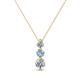1 - Kesha (3.4mm) Round Aquamarine and Diamond Graduated Three Stone Drop Pendant 