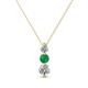 1 - Kesha (3.4mm) Round Emerald and Diamond Graduated Three Stone Drop Pendant 