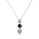 1 - Kesha (3.4mm) Round Black and White Diamond Graduated Three Stone Drop Pendant 