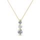1 - Kesha (3.4mm) Round White Sapphire and Diamond Graduated Three Stone Drop Pendant 