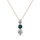 1 - Kesha (3.4mm) Round London Blue Topaz and Diamond Graduated Three Stone Drop Pendant 